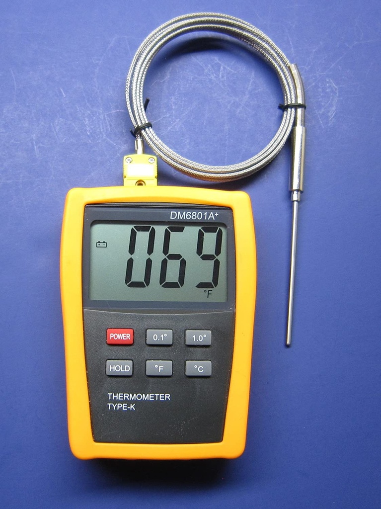 Termómetro termopar tipo K y sonda de inserción de acero inoxidable de 3" hasta 500°C