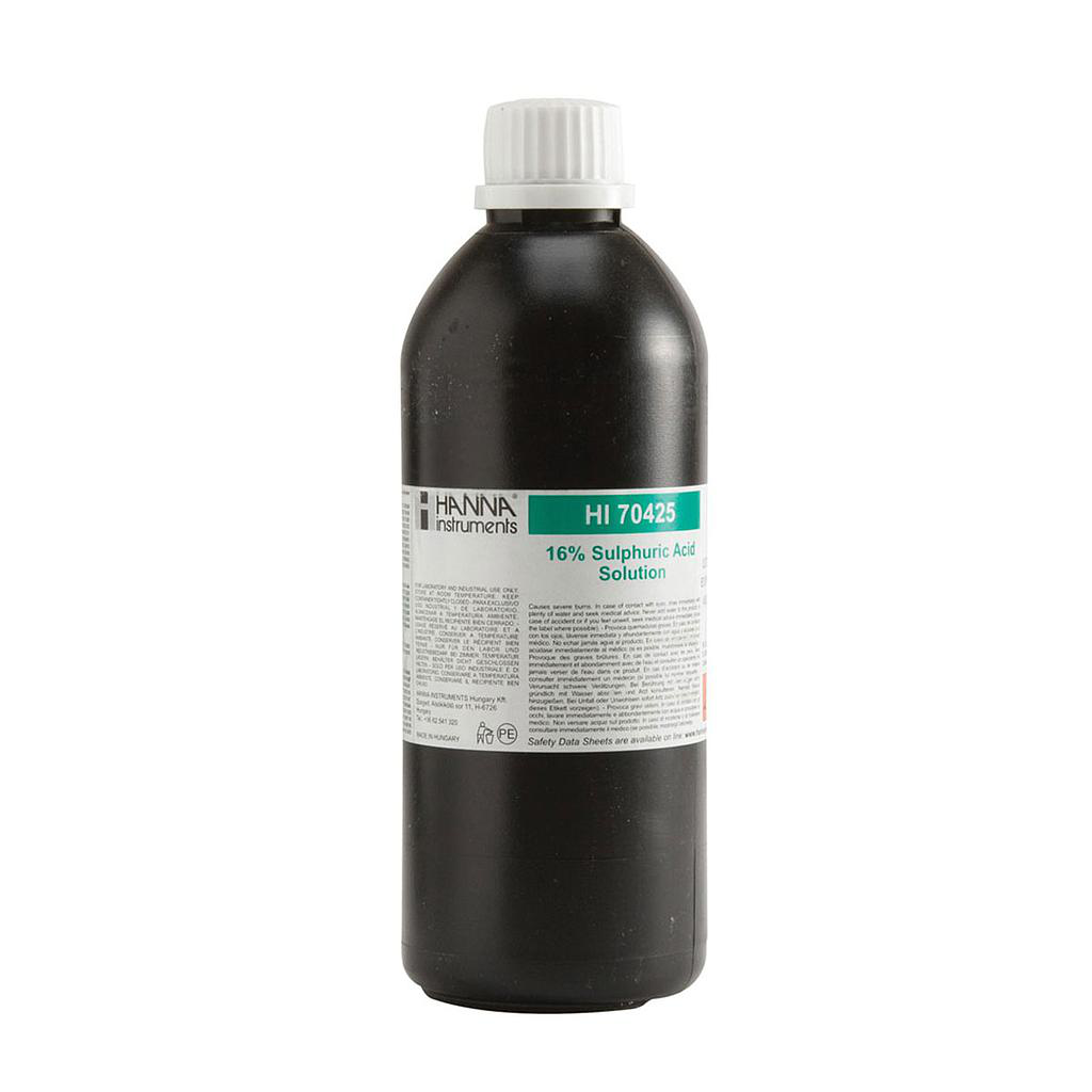 Reactivo de ácido sulfúrico 16%, 500 ml, marca Hanna, HI70425