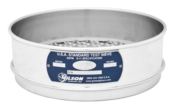 Tamiz de 12" Acero Inoxidable Altura Completa N° 325 (45µm), Norma ASTM E11 / Gilson / V12SF #325